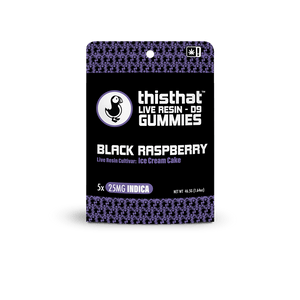 image of blackberry ice cream cake live resin 25mg indica gummies