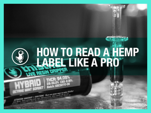 Hemp product label guide — thisthat live resin dripper showing THCA percentage and cannabinoid info