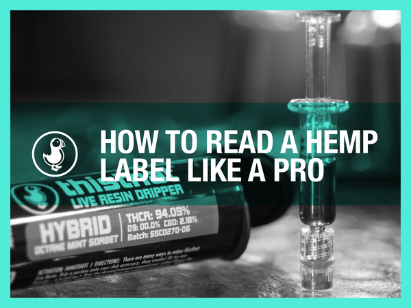 Hemp product label guide — thisthat live resin dripper showing THCA percentage and cannabinoid info