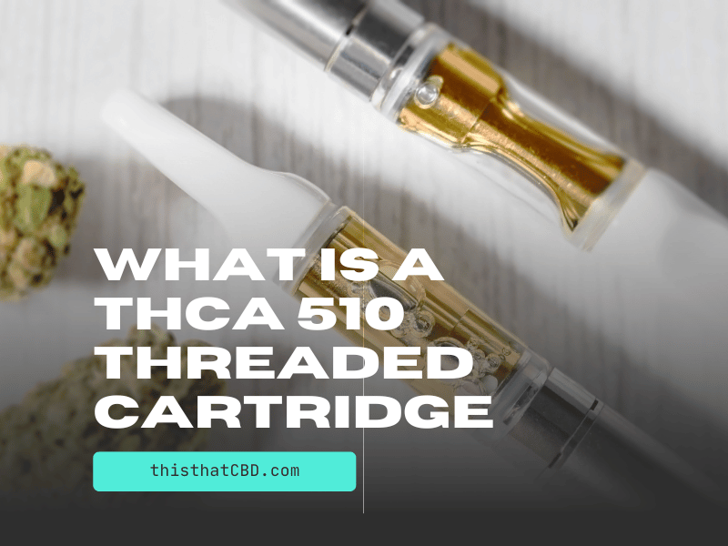 an image of cannabis cartridges and cannabis with the wording over it "What is a THCa 510 Threaded Cartridge"