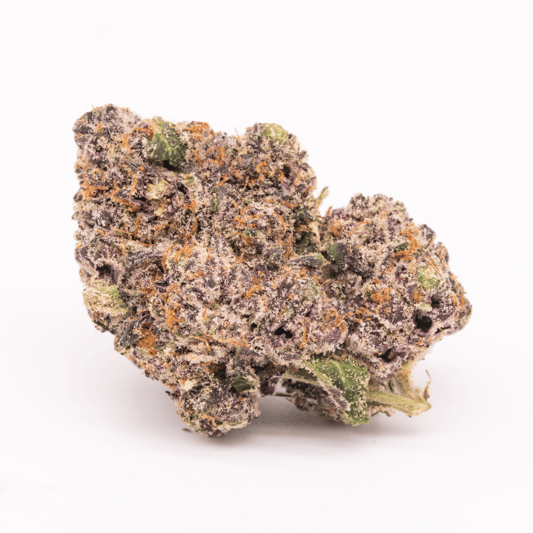 A closer look at another single Zerbert THCa flower, showcasing its trichome-laden surface and intricate details.