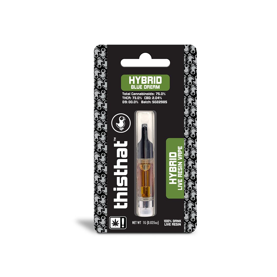 Blue Dream THCA Live Resin Vape Cartridge - Hybrid, 1g